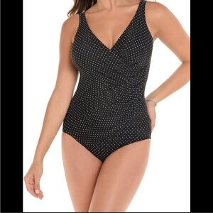 Miracle suit Oceanus Black One-Piece Swim with White Dot Print